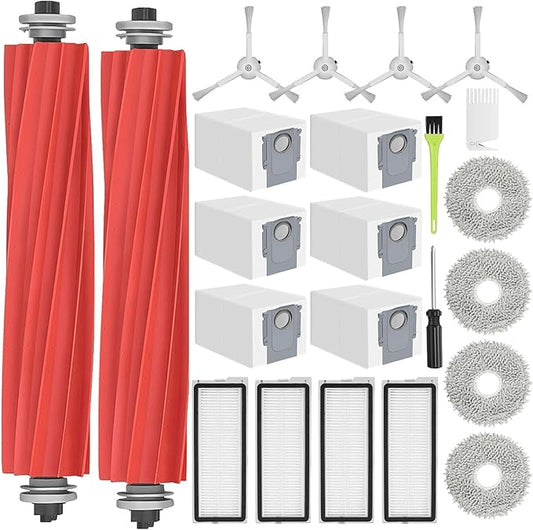 Qrevo S Replacement Accessories for Roborock Qrevo S/Qrevo Pro/Qrevo Plus/QRevo MaxV Replacement Parts for Qrevo S Accessory Kit 2 Main Brushes 6 Dust Bags 4 Filters 4 Mop Pads 4 Side Brushes