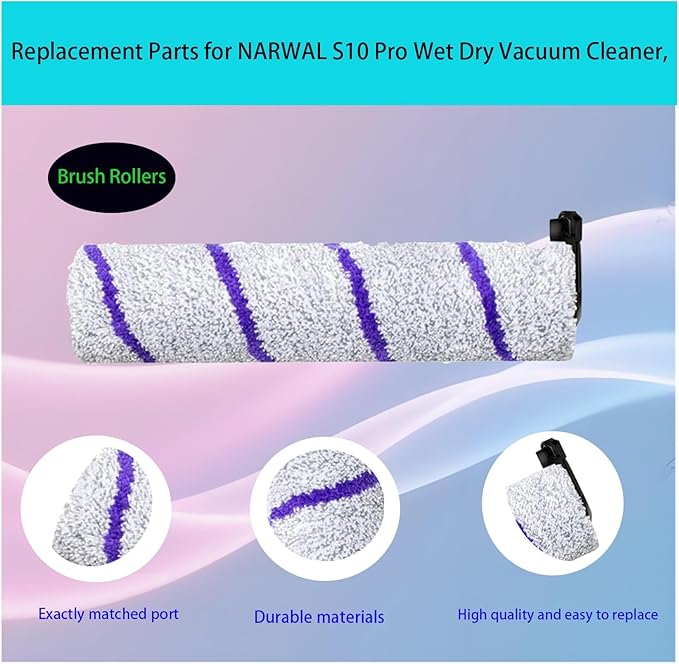 Replacement Accessories Kit for Narwal S10 Pro Wet Dry Robot Vacuum Cleaner, Parts 2 Main Brush 2 HEPA Filters Spare