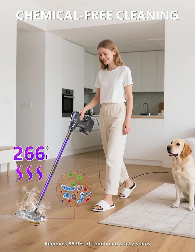Steam Mop for Floor Cleaning, Heavy Duty All-in-One Steam Cleaner for Home with Detachable Handheld Steamer, for Hardwood, Tile, Walls, Grout, Windows, Furniture and Decks