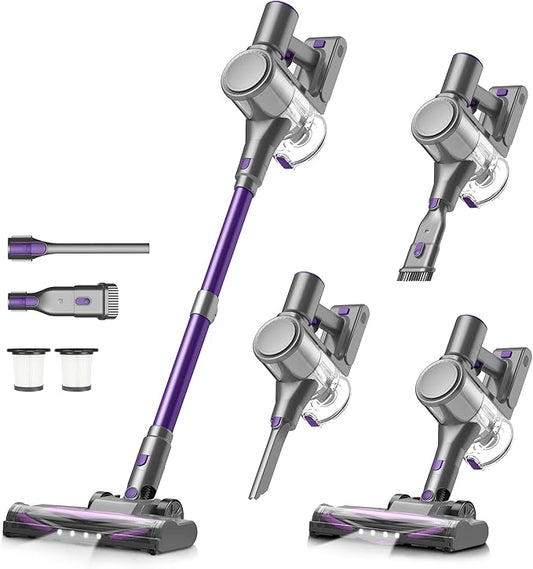 Zefiro Cordless Vacuum Cleaner for Home,450W /40Kpa 50Mins Stick Vacuum,Anti-Tangle 1.5L Dust Cup, Rechargeable Wireless Handheld Vacuum for Pet Hair/Carpet/Floor