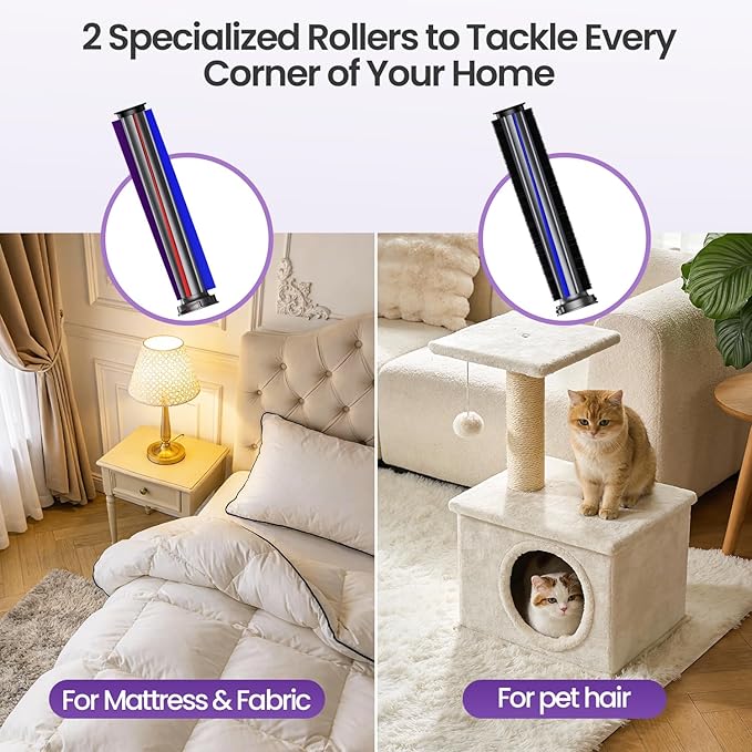 Xlife Mattress Vacuum Cleaner, Bed Vacuum with 2 Roller Brushes for Pet Hair, 253.7nm UV-C Light, 140F° Heating, 550W 16KPA Suction, HEPA Filter Couch Vauum for Bed, Sofa, Pillow, Baby Crib (Corded