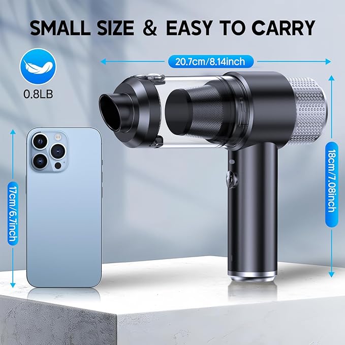 Vacuums, Handheld Vacuum Cordless - 2-in-1 Car Vacuum Suction & Blowing Function, 16000PA Car Vacuum Portable, Multi-Nozzles, Ideal for Pet Hair, Dust