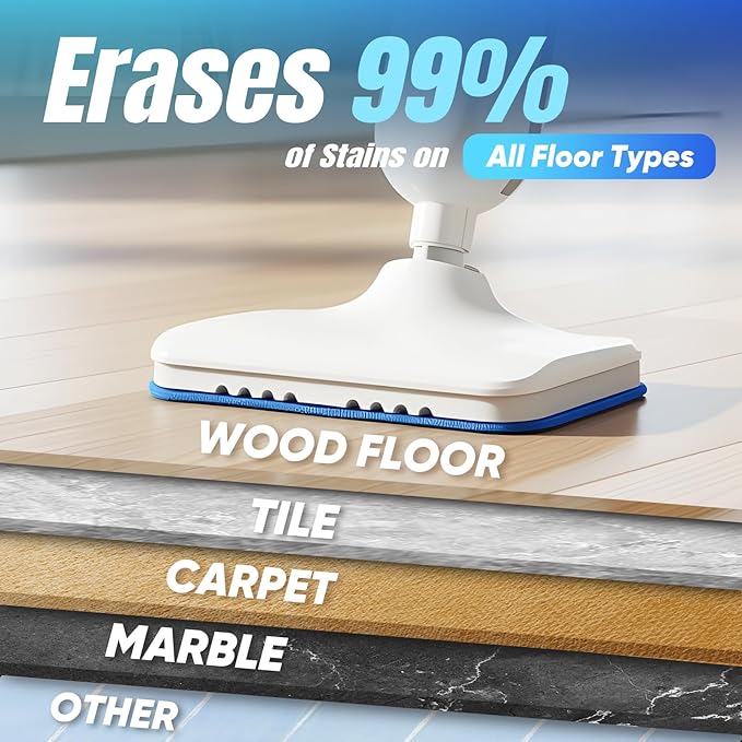 Steam Mop, Multi-Surface Steam Cleaner with Handheld Steamer for Floor Cleaning, Tile & Grout, Hardwood, Carpet, Windows, Washable Pads, Lightweight Swivel Head