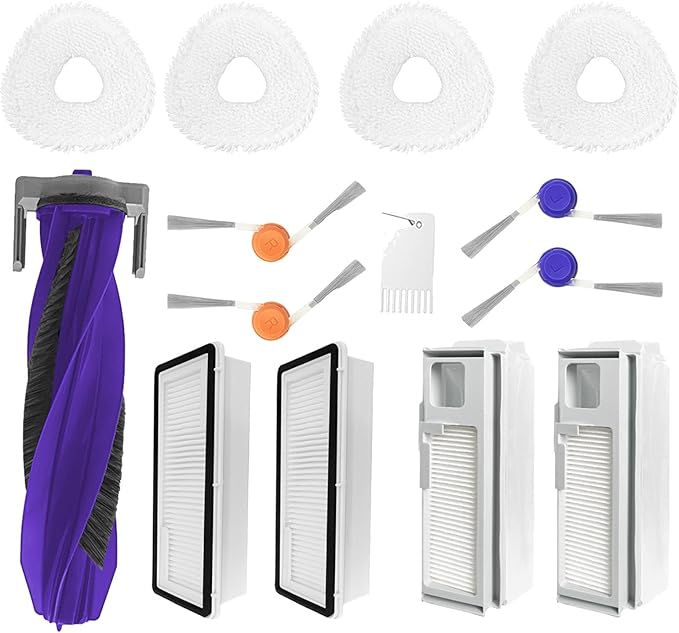 Replacement Accessories kit For Narwal Freo Pro Robot Vacuum Cleaner, pats 1 Main Brush,4 Mop Pads,4 Side Brushes, 2 Hepa Filters,2 Dust Bags Spare Attachments