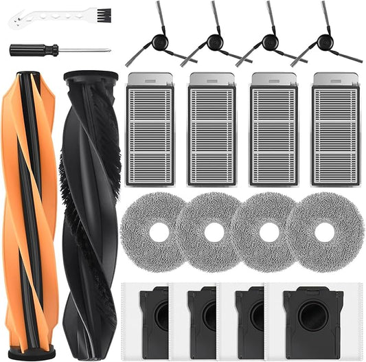 20 Pack Accessories Kit for Dreame X50 Ultra/L50 Ultra/L40s Ultra/L40s Pro Ultra/X50 Master/Mova V50 Ultra Complete Robot Vacuum, 1 Pair Main Brush 4 Side Brushes 4 HEPA Filters 4 Mop Pads 4 Dust Bags