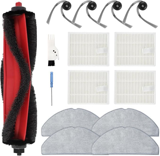 Yivy Q7 M5 Replacement Accessories for Roborock Q7 M5+/ Q7 M5/Q7 L5/Q7 L5+, 1 Main Brush, 4 Side Brushes, 4 HEPA Filters, 4 Mop Pads, 1 Cleaning Brush, 1 Screwdriver Spare Parts