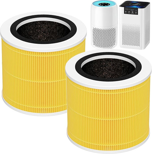 AP100 AP102 Pet Care Filter Compatible with AromaRoom AP100/AP102, Core Mini Air Purifiers, 3-IN-1 HEPA Filter and Activated Carbon Filter, 2 Pack (Yellow)