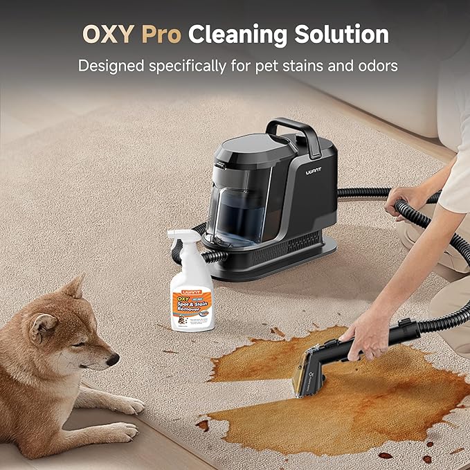 Uwant Carpet Cleaner Machine with Steam&Hot&Cold Water System 18Kpa Powerful Suction Upholstery Cleaner Machine with Pet Pro Cleaner for Pets, Carpet Steam Cleaner with Specialty Tools for Cars