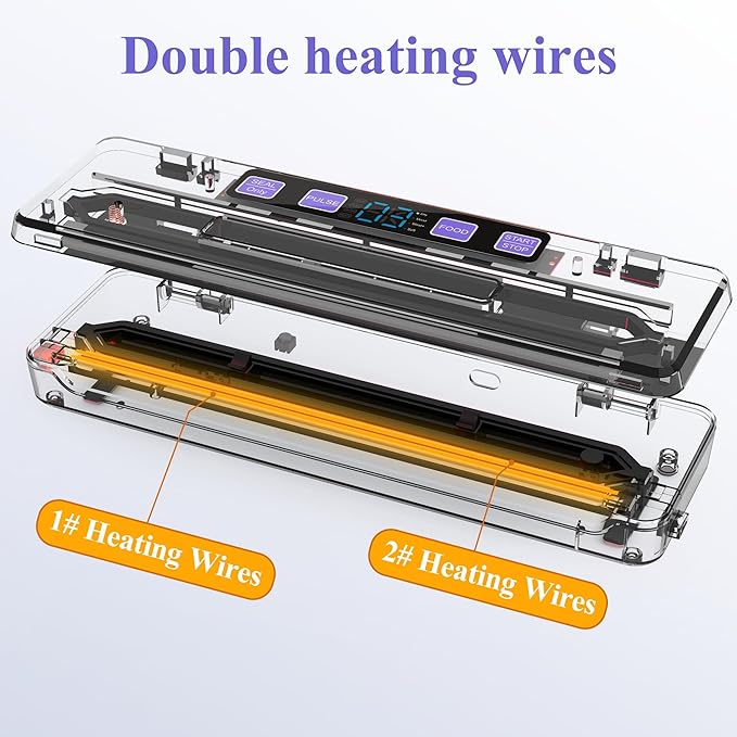 Vacuum Sealer for Food Saver, 7 Vacuum Modes with Build-in Cutter & Digital Countdown Timer, External Suction Nozzle For Zipper Bag, Vacuum Box, Mason Jar