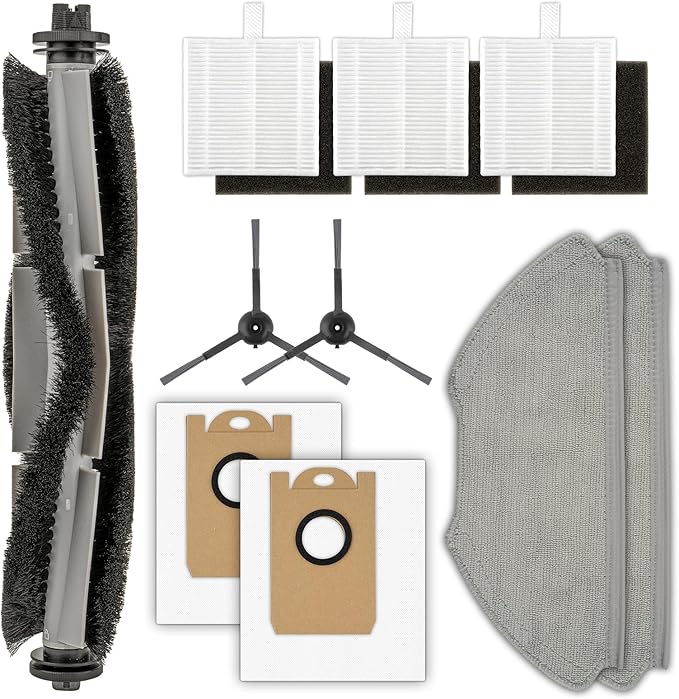 (10 Pack) T20+, T25+, T30+ Replacement Parts Compatible with Airrobo T20+, T25+, T30+ Robot Vacuum Cleaner, 1 Roller Brush, 2 Side Brushes, 2 Dust Bags, 3 HEPA Filters, 2 Mop Pads, Accessories Kit