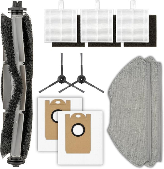 (10 Pack) T20+, T25+, T30+ Replacement Parts Compatible with Airrobo T20+, T25+, T30+ Robot Vacuum Cleaner, 1 Roller Brush, 2 Side Brushes, 2 Dust Bags, 3 HEPA Filters, 2 Mop Pads, Accessories Kit