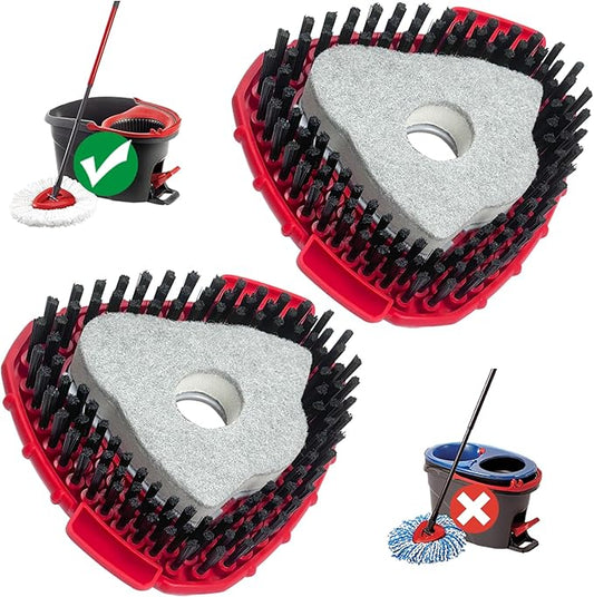 [2026 New Version] 2-Pack Oceda Scrubber Mop Heads for EasyWring 1-Tank System, Stiff-Bristle Brush Head with Built-in Scouring Pad for Deep Cleaning Floors and Tiles