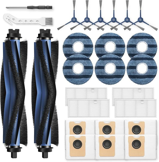 𝗢𝗺𝗻𝗶 𝗖𝟮𝟬 Accessory Kit for eufy Omni C20 Robot Vacuum, 𝟐𝟔 𝗣𝗔𝗖𝗞 Replacement Parts Include: 2* Main Rolling Brush, 4* Washable Filter, 6* Side Brush, 6* Dust Bag, 6* Mop Pad, 2 Tools
