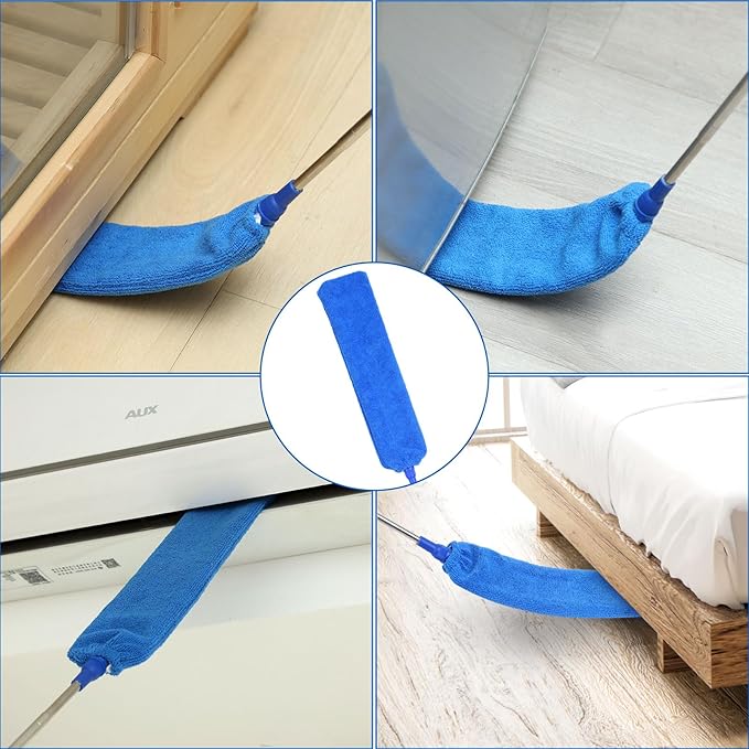 ZZ LAZYCOTTAGE 10 PCS Microfiber Cobweb Duster with Extension Pole (100 Inch Telescoping), Washable Dusters for Cleaning, Multifunctional Bendable Feather Duster for Ceiling Fan, Blind, High Ceiling