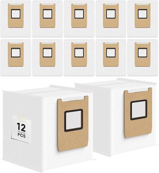 Leemone 12 Pack E25 E28 Dust Bags Compatible with eufy Omni Robot Vacuum E25 E28, 4 Layer Filtration System with Activated Carbon Fabric