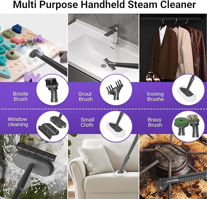 WVSAW Heavy Duty Power Steamer 3-in-1 Steam Mop and Handheld Steam Cleaner for Home, Garage, Workshop, Hardwood, Tile, Walls, Grout, Windows, Furniture, Deck, with Wall Mount and Cord Storage