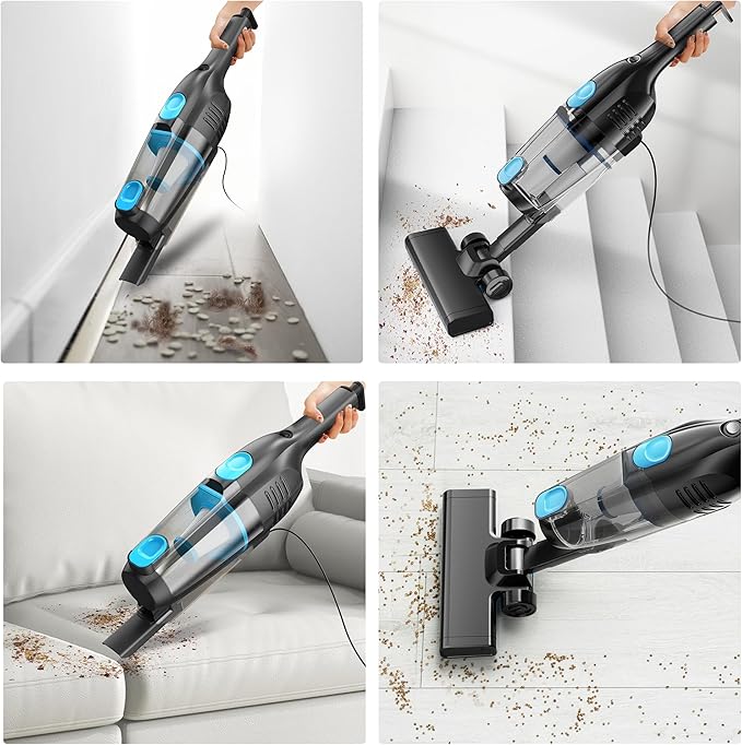 Vazone R6X Corded Stick Vacuum Cleaners for Home, 20Kpa Powerful Suction Stick Vacuum with 16Ft Cord, 2 in 1 Lightweight Handheld Vacuum Cleaner for Hardwood Floor Pet Hair