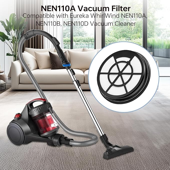 NEN110A/NEN110B/NEN110D Vacuum Filter for Eureka, Compatible with Eureka WhirlWind Bagless Canister Vacuum Cleaner, 6 Pack Inlet Frame and Sponge Filter