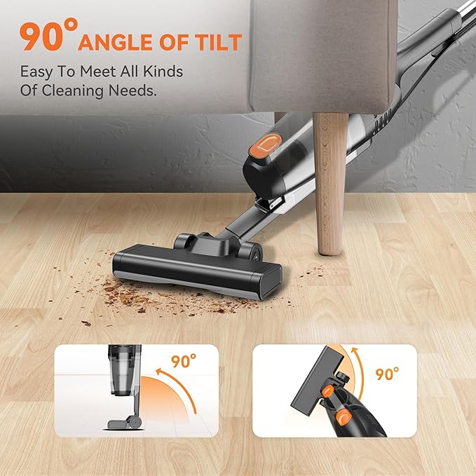 Vazone R6X Corded Stick Vacuum Cleaners for Home, 20Kpa Powerful Suction Stick Vacuum with 16Ft Cord, 2 in 1 Lightweight Handheld Vacuum Cleaner for Hardwood Floor Pet Hair