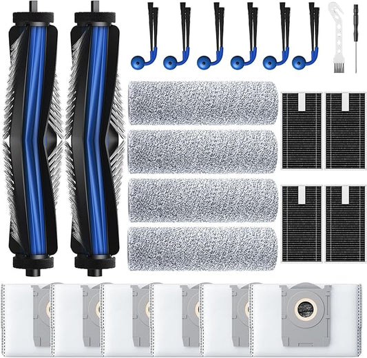 X9 PRO OMNI Accessories for ECOVACS DEEBOT X9 PRO OMNI / X9 PRO Robot Vacuum Replacement Parts Include 2*Main Roller Brushes, 4*Mopping Rollers, 6*Side Brushes, 4*HEPA Filters, 6*Dust Bags