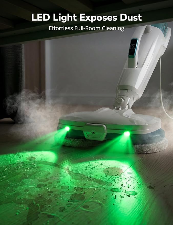 Steam Mop,10-in-1 Scrub Mop & Handheld Steamer,15s Heat-up,Multifunctional Electric Cleaner for Home Use,Hard Floor Cleaner,2 Modes,Led Light,Removable 500ML Water Tank,Carpets,Floors,Cars,Tiles,Crack