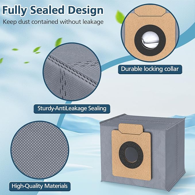 12 Pack X10 Dust Bag, Fit for Eufy X10 Pro Omni Robot Vacuum, for Eufy X8 Pro Robot Vacuum Self-Empty Station, 5-Layer Filtration System Large Capacity for Eufy X10 Dust Bags