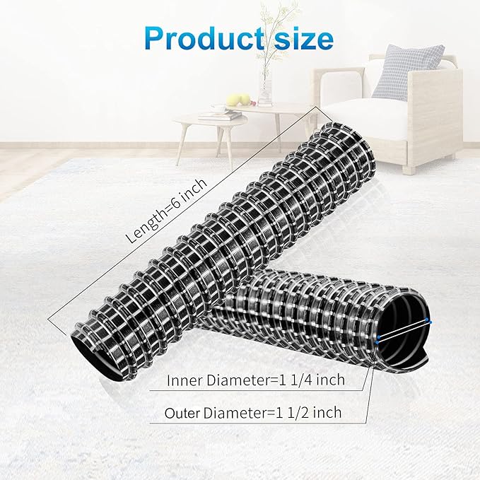 Vacuum Replacement Parts Compatible with Shark Rocket Vacuum Cleaner Models HV300, HV302, HV320, HV321, Lower Nozzle Rocket Hose Replacement, 6" x 1.25" ID (2 Pack)