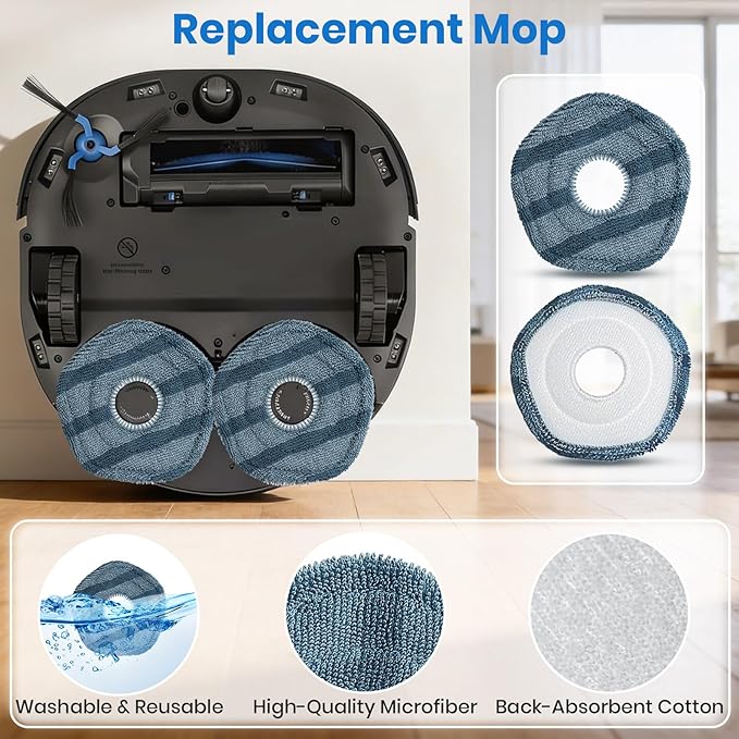 16 Pcs Dust Bags Mop for Eufy X10 Pro Omni,Eufy Robot Vacuum Dust Bags Kit, 3.2L Large Capacity Disposable Replacement Bags