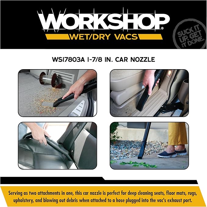 WORKSHOP Wet/Dry Vacs Shop Vacuum Accessories WS17803A Car Nozzle Attachment for Wet Dry Vacuum Cleaners, Fits 1-7/8-inch Extension Wands and Hoses