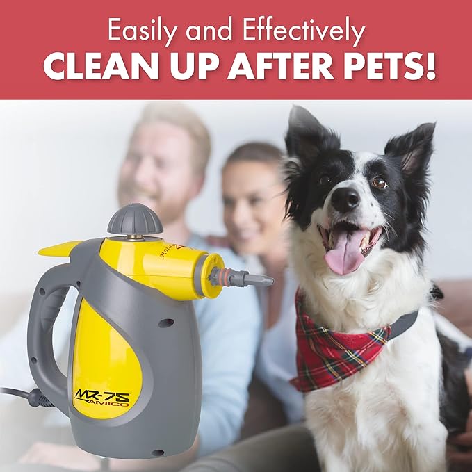Vapamore MR-75 Amico Handheld Steam Cleaner, Professional-Grade, Italian-Designed Chemical-Free Portable Steam Cleaner for Pet Accidents, Floors, Tile, Grout, Auto, Jewelry & More