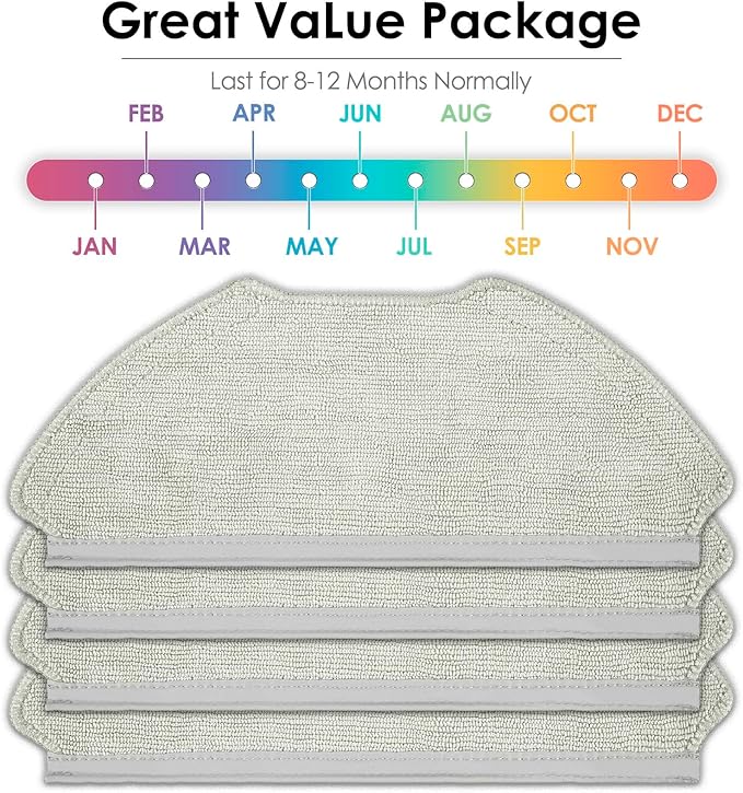 (4 Pack) T20+, T25+, T30+ Replacement Mop Pads Compatible with Airrobo T20+, T25+, T30+ Robot Vacuum Cleaner, Washable Replacement Mop Cloths, Mop Pad Accessories Kit