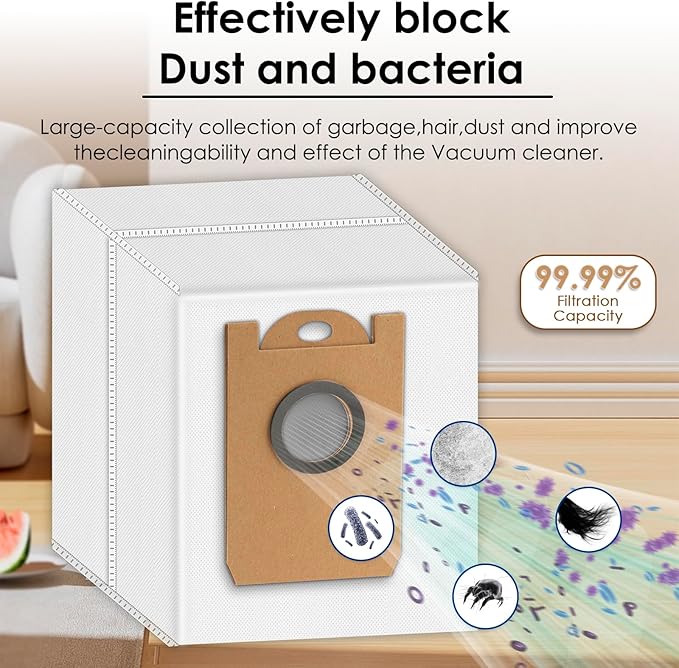 (10 Pack) T20+, T25+, T30+ Replacement Parts Compatible with Airrobo T20+, T25+, T30+ Robot Vacuum Cleaner, 1 Roller Brush, 2 Side Brushes, 2 Dust Bags, 3 HEPA Filters, 2 Mop Pads, Accessories Kit