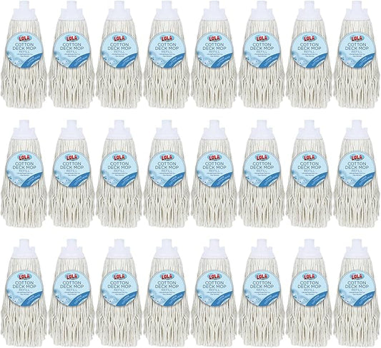 LOLA Refill for Cotton Floor Wet String Mop, 24 Pack, Absorbs up to 3X its Weight in Water, Heavy Duty & Super Absorbent for Floor Cleaning