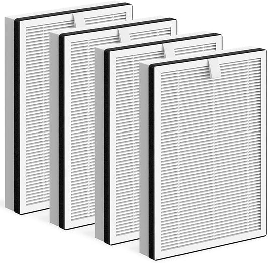 4 Pcs/ 2 Sets HEPA/Carbon Replacement Filter for NuWave OxyPure Portable Air Cleaner Purifier 47401 47402 47404 for Large Room up to 1361 Sq Ft with Double-Sided Air Intake, Part # H5P3