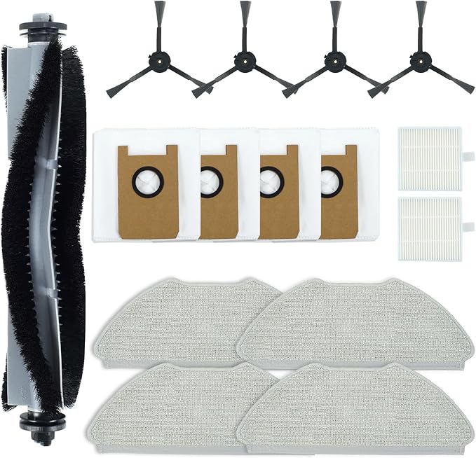 Netezza T20 Accessories Replacement Compatible with Airrobo T20+ Robot Vacuum Cleaner, 1 Main Brush, 2 HEPA Filters, 4 Dust Bags, 4 Mop Pads, 4 Side Brushes, T20+ Replacement Parts