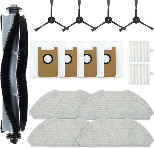 Netezza T20 Accessories Replacement Compatible with Airrobo T20+ Robot Vacuum Cleaner, 1 Main Brush, 2 HEPA Filters, 4 Dust Bags, 4 Mop Pads, 4 Side Brushes, T20+ Replacement Parts